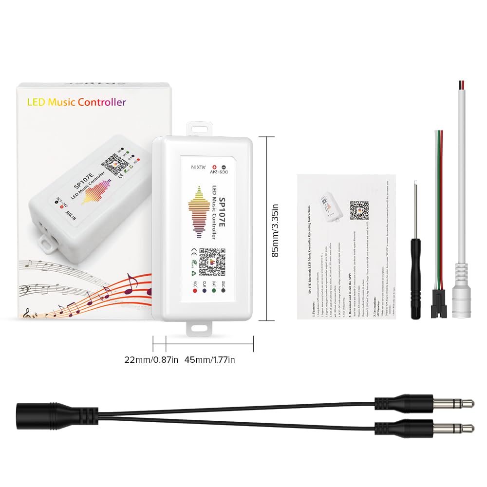 BTF-LIGHTING FC COB RGB Bluetooth controller showing mic input for reactive lighting