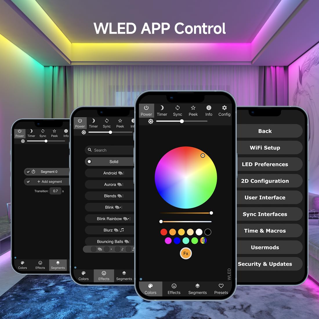 Flexible LED matrix configuration for custom layouts and effects