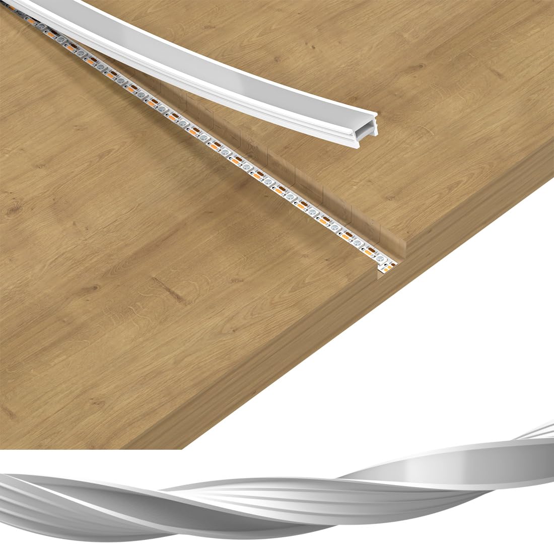 BTF-LIGHTING silicone LED channel with milky diffuser softly diffuses cabinet lighting.