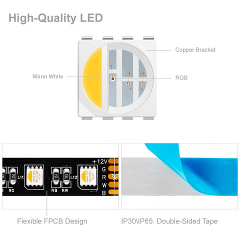 BTF-Lighting RGBW strip suitable for kitchen and cabinet illumination