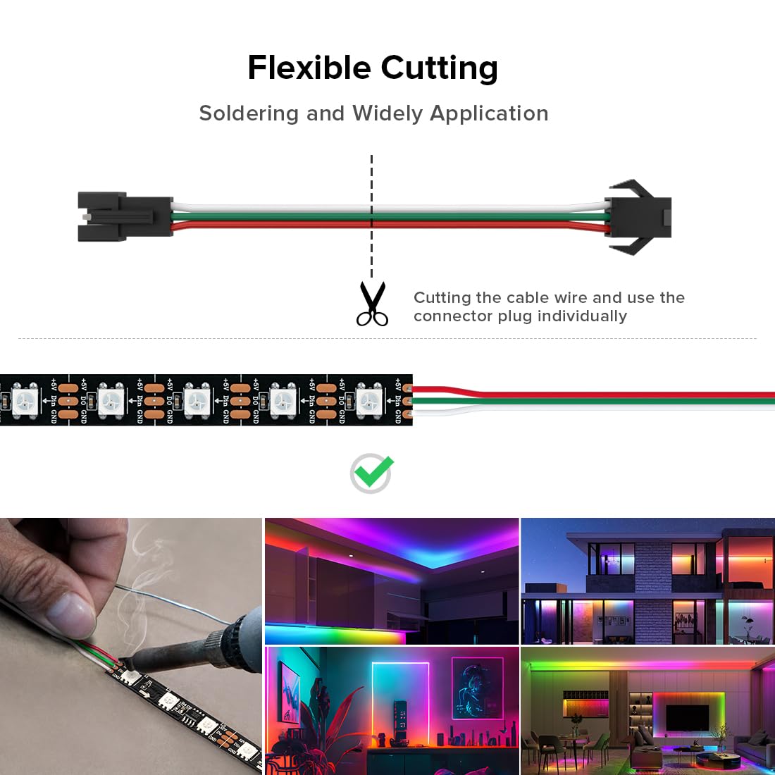 BTF-LIGHTING color-coded red green white wires guide polarity