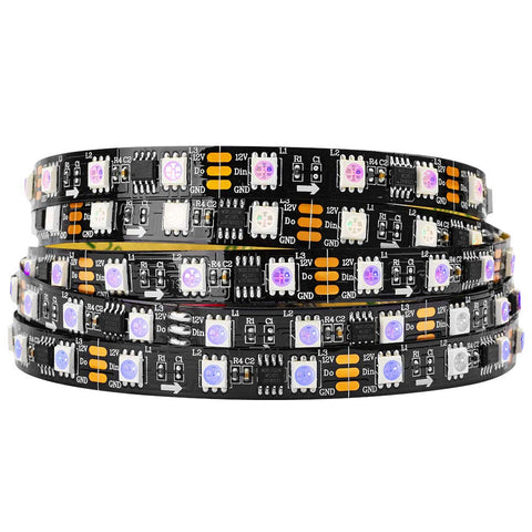 BTF-LIGHTING WS2811 strip close-up with vivid RGB colors for dynamic decor