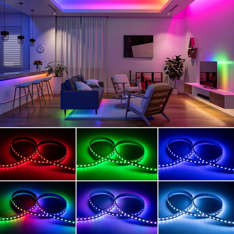 BTF-LIGHTING WS2812B RGB ECO strip dream color display in bedroom setup