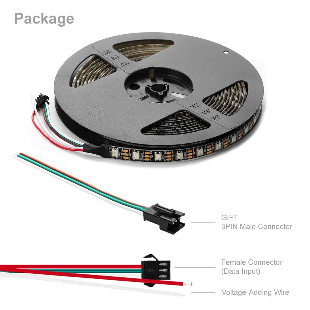 BTF-LIGHTING WS2812B strip color range demo with dynamic effects