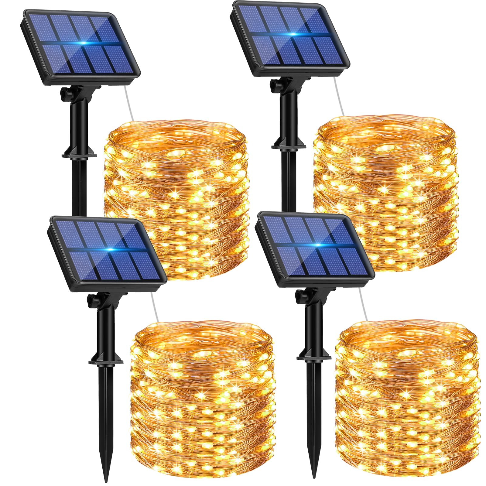 btfarm 4-pack solar string lights around trees for magical outdoor glow