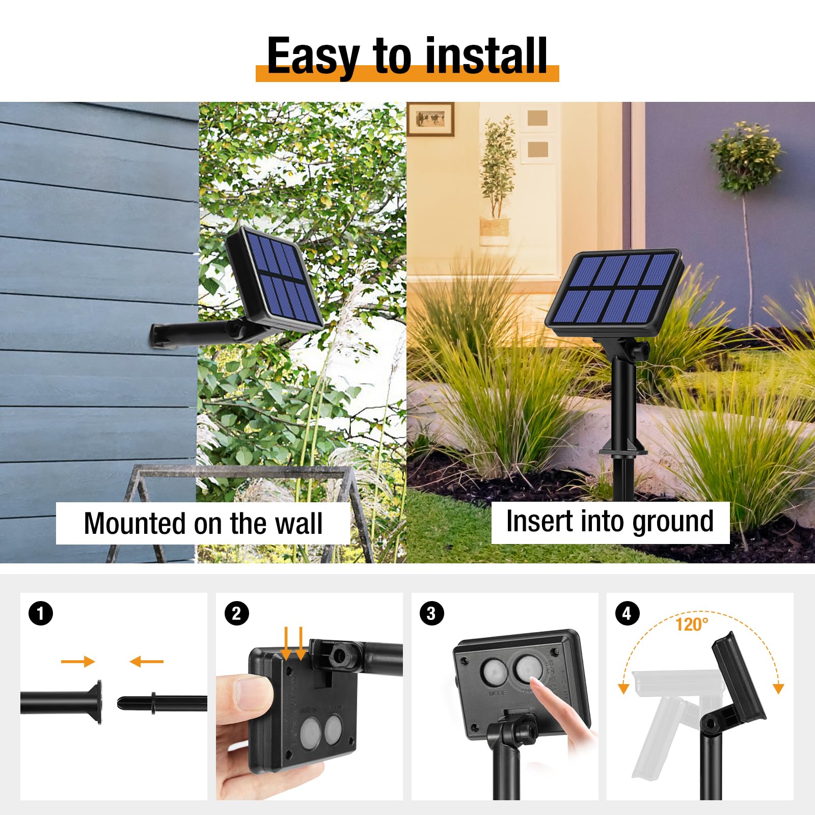 btfarm Solar powered lights auto on at night after charging during the day