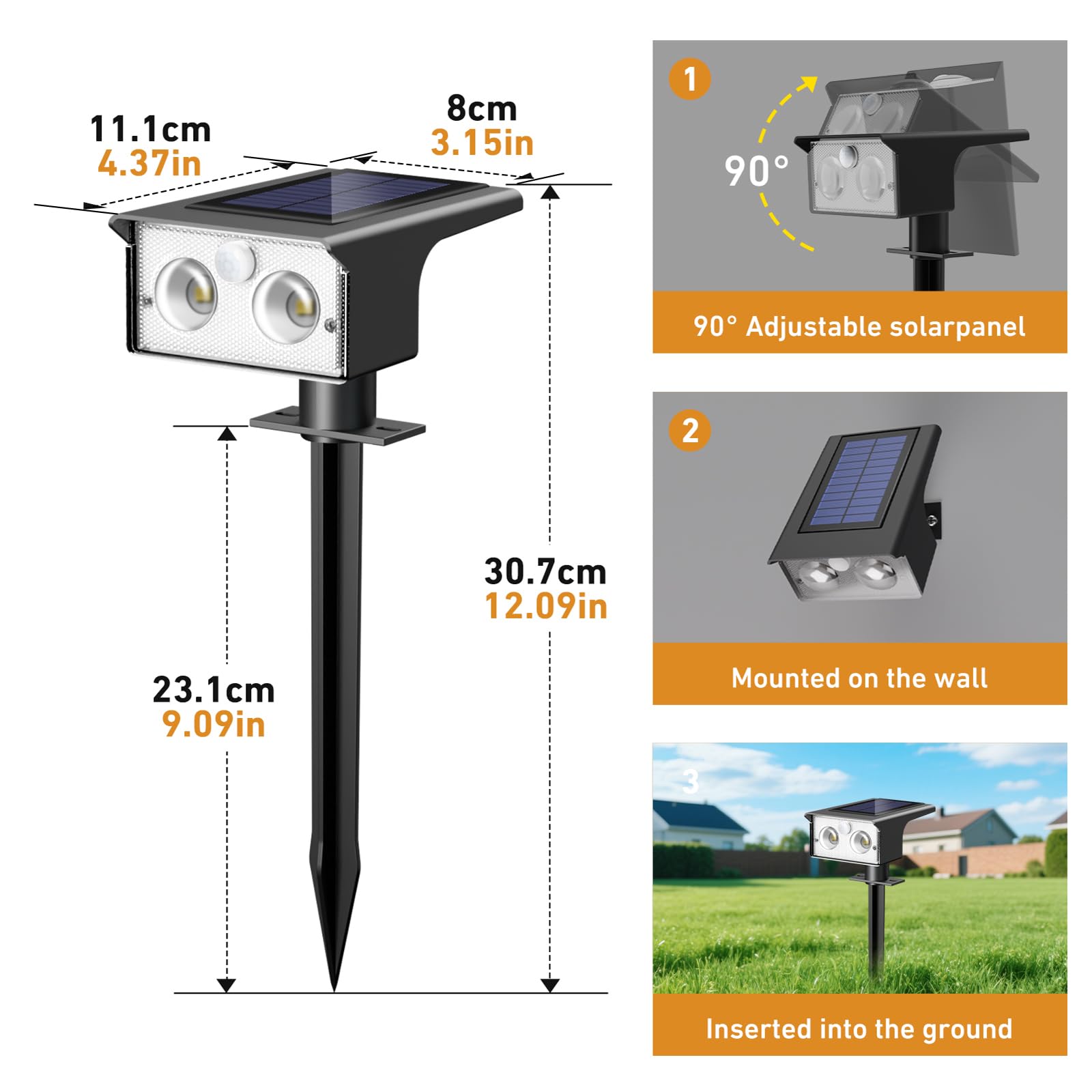 btfarm solar spot light high-brightness lens creates focused illumination