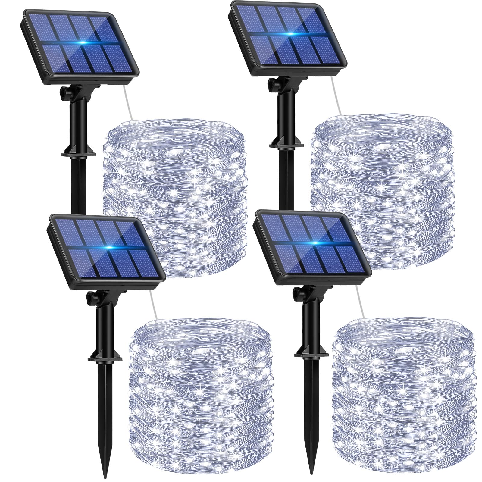 btfarm 4 Pack Solar String Lights outdoor 320 LED cool white for enchanting garden decor