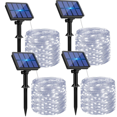 btfarm 4 Pack Solar String Lights outdoor 320 LED cool white for enchanting garden decor