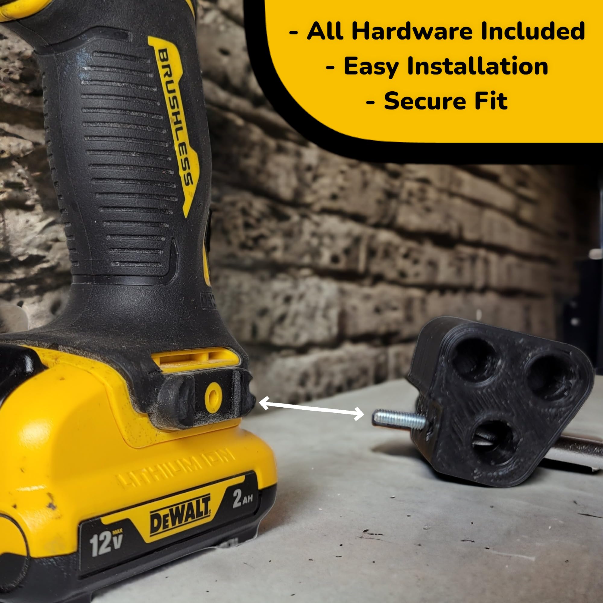 BT//FX drill bit holder quick-access design keeps bits within easy reach.