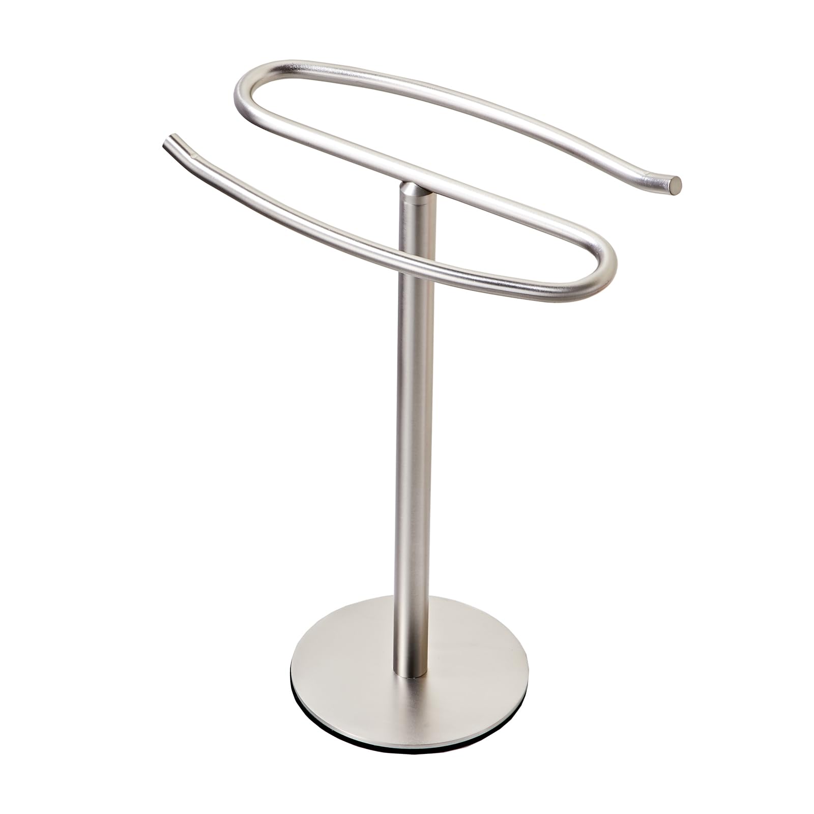 BTHRMHW brushed nickel towel holder stand front view for bathroom organization
