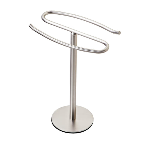 BTHRMHW brushed nickel towel holder stand front view for bathroom organization