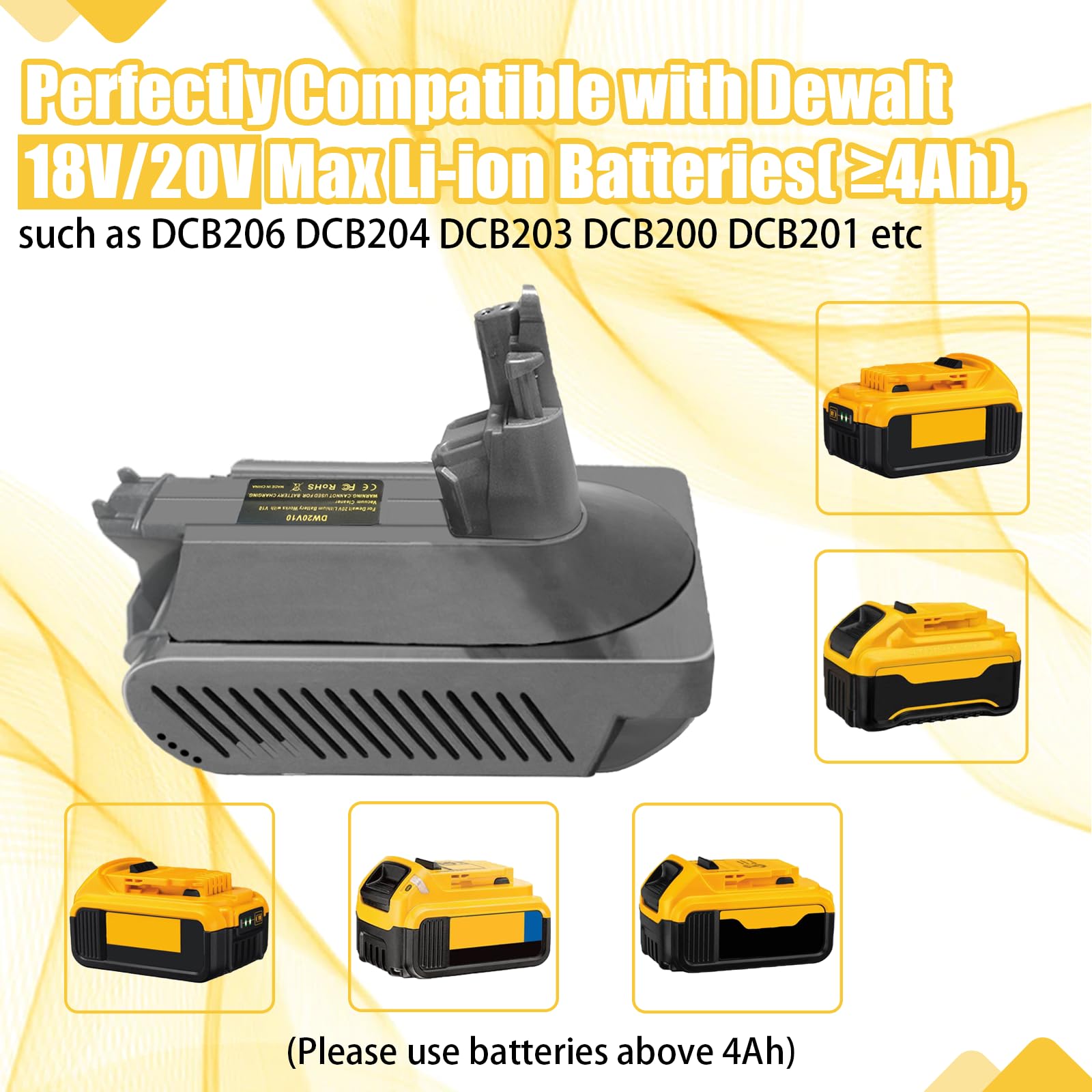 BTRUI Dewalt 20V max battery fit for Dyson vacuum use