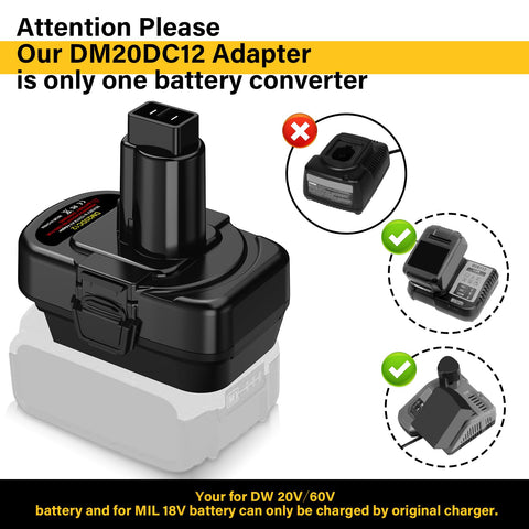 BTRUI adapter in use with tools illustrating step-down voltage