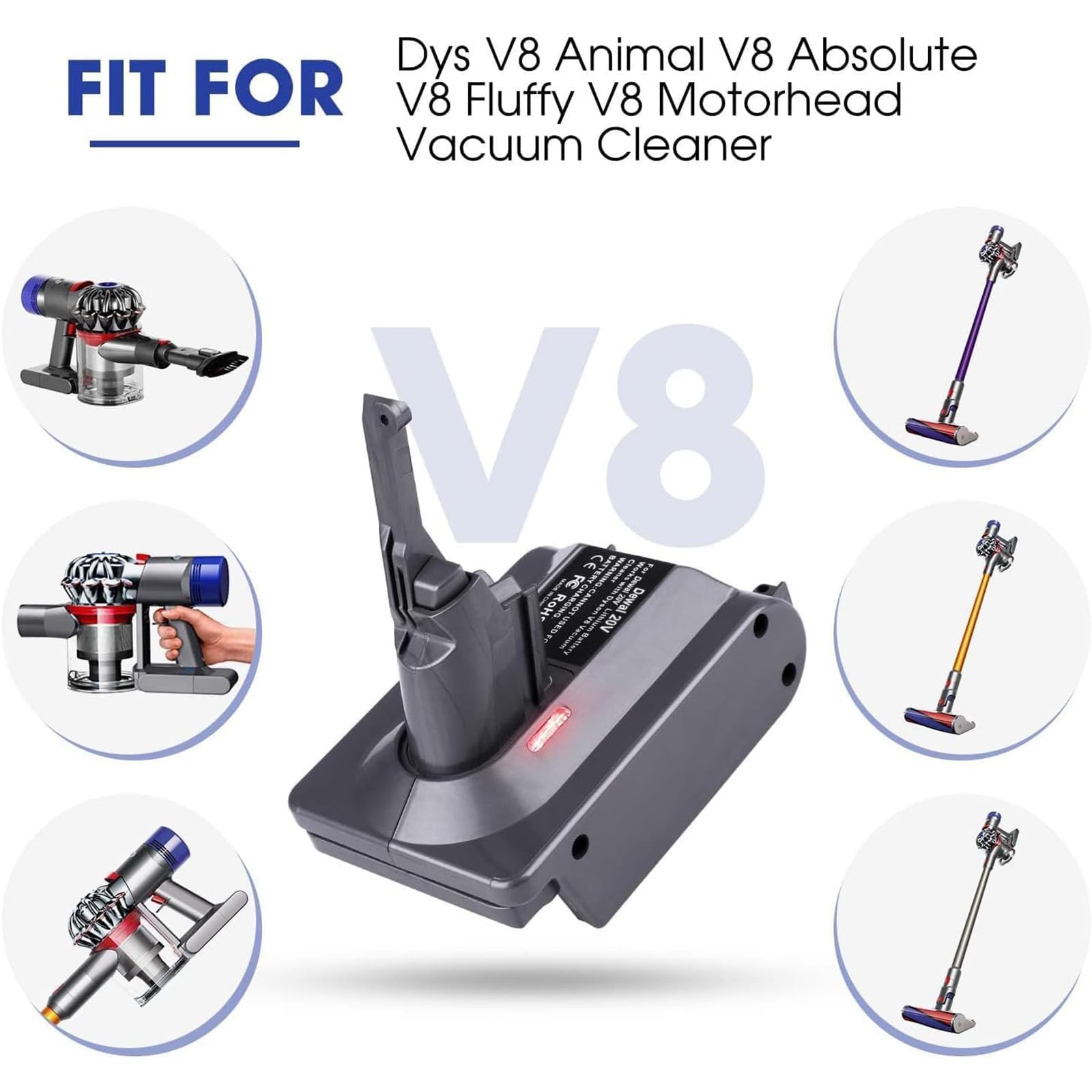 BTRUI DW20V8 adapter in use with Dyson V8 shows versatile power options