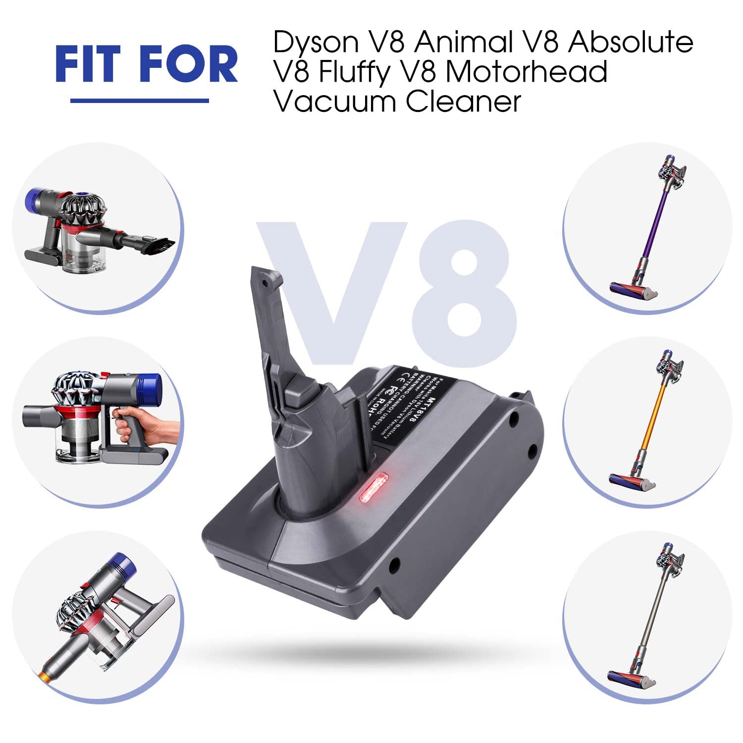 BTRUI Dyson V8 Animal Fluffy Motorhead attachment powered by adapter.