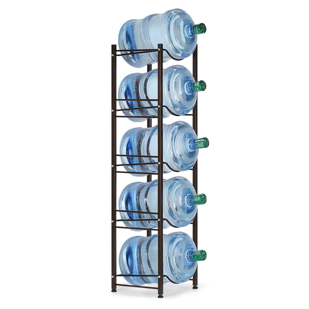 BTY 5-tier rack front view demonstrates sturdy storage for heavy 5-gallon jugs.