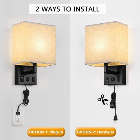 BTY wall sconce in black metal with linen shade for versatile decor.
