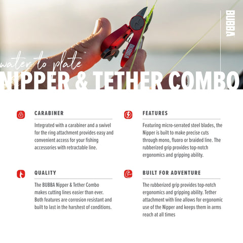 BUBBA Line Clipper Combo Dyneema tether and carabiner in use