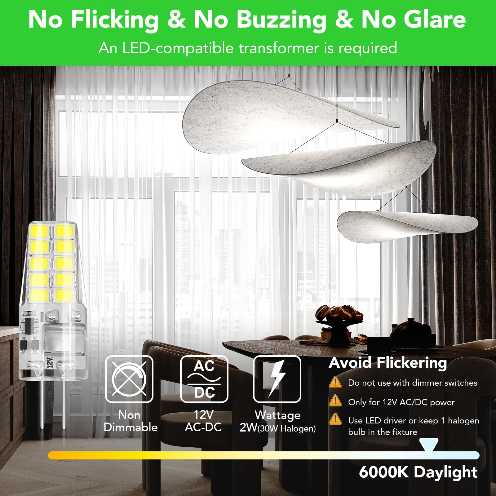 BUBO 12V AC/DC G4 LED bulb compatible with low voltage systems