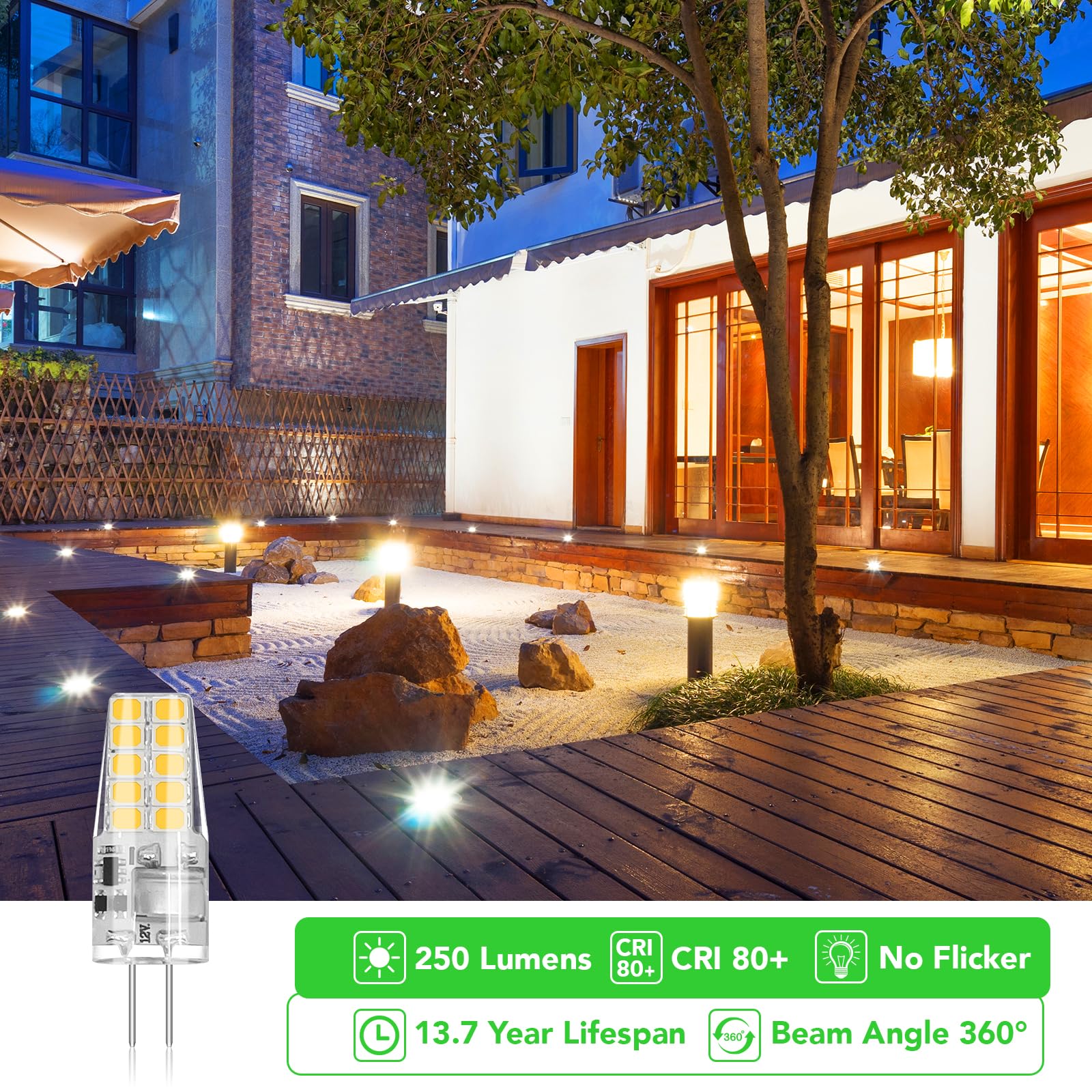 BUBO 3000K warm white LED bulb delivering natural color.