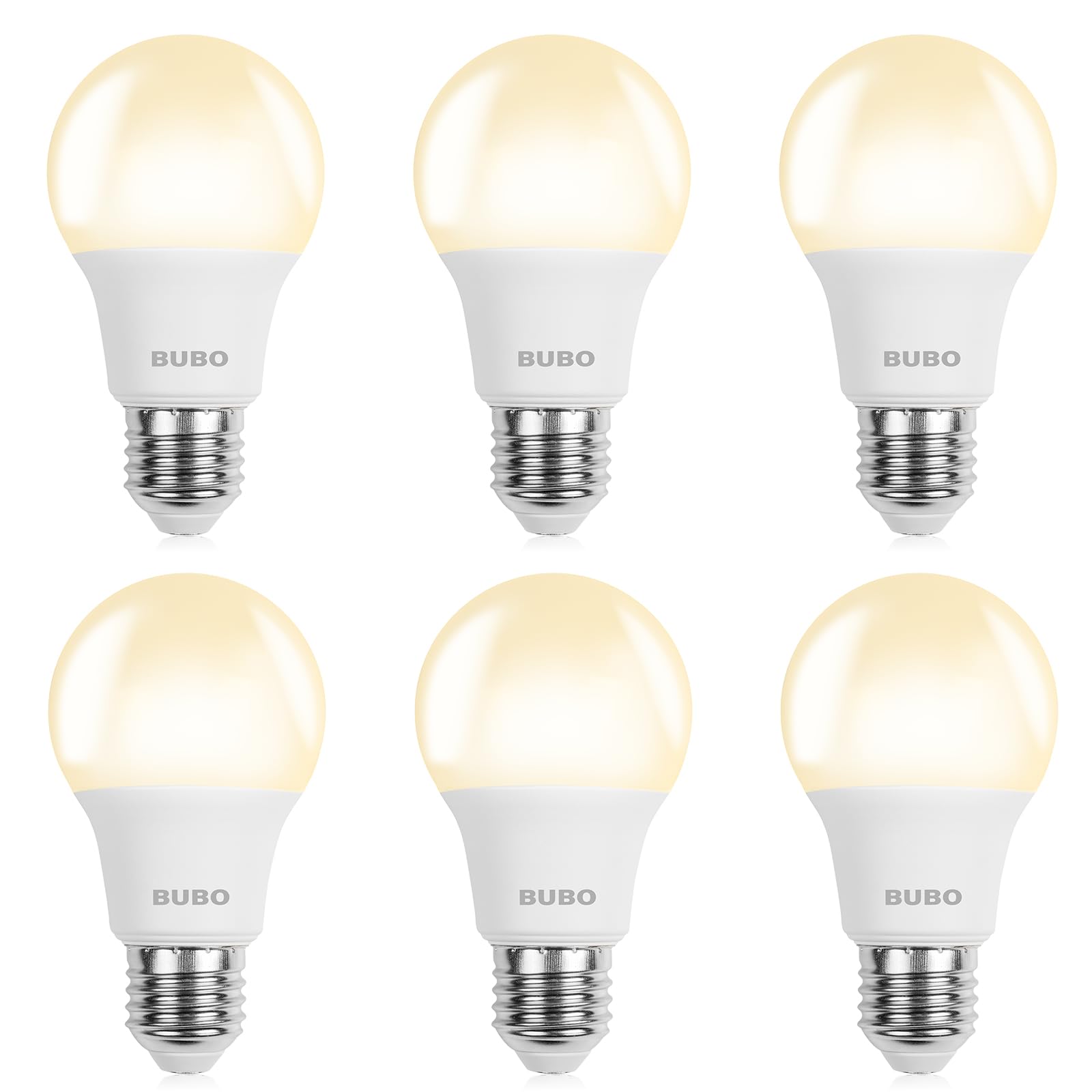 BUBO A19 LED bulb six-pack on display for energy-efficient home lighting