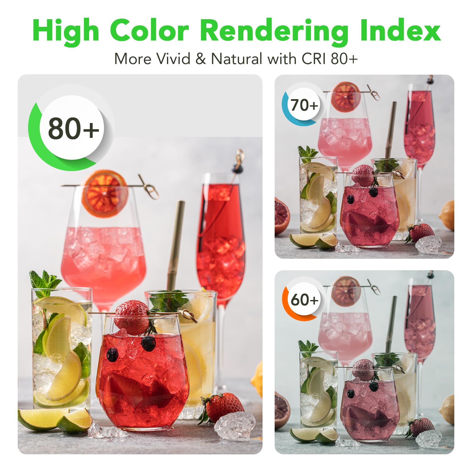 BUBO A19 CRI 80+ renders colors naturally and accurately.