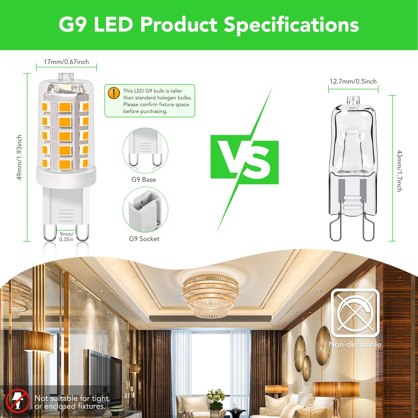BUBO G9 LED Bulb with 360° beam for wide chandelier lighting