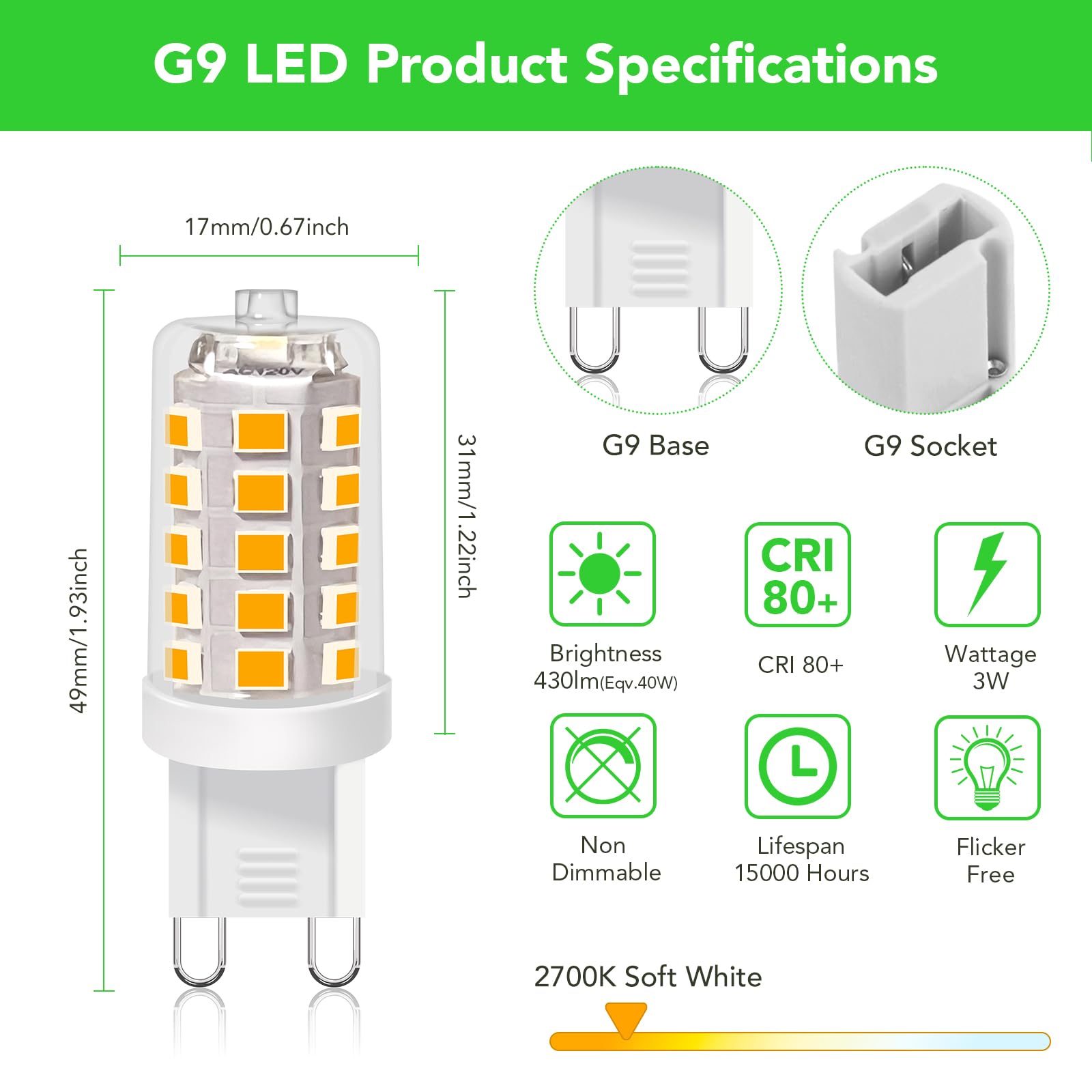 BUBO G9 LED Bulb 10-pack packaging for quick upgrades