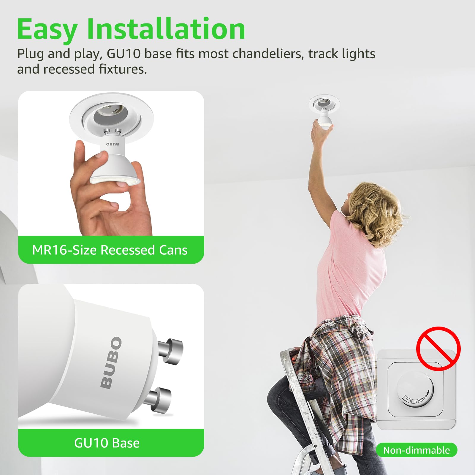 BUBO GU10 LED bulb lighting a kitchen range hood with clear color rendition