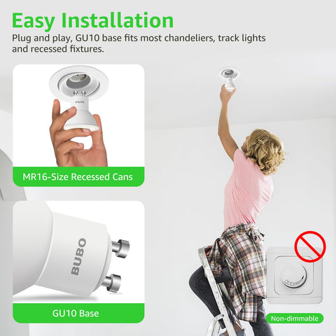 BUBO GU10 LED bulb lighting a kitchen range hood with clear color rendition