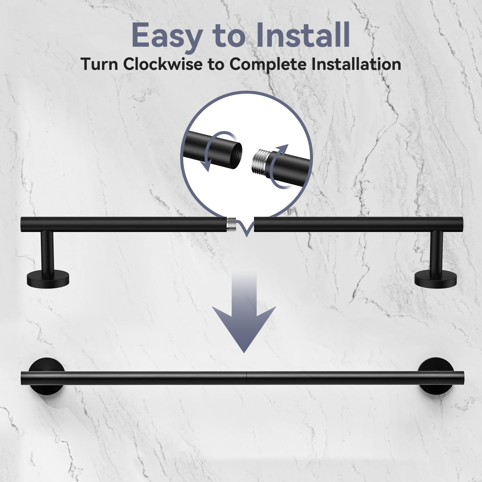 Bubxo towel bar with 3 inch clearance promoting airflow for quick drying