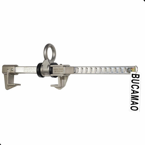 BUCAMAO beam anchor with adjustable jaws securing a beam.