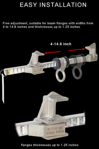BUCAMAO anchor fits beams 4 to 14.6 inches wide.