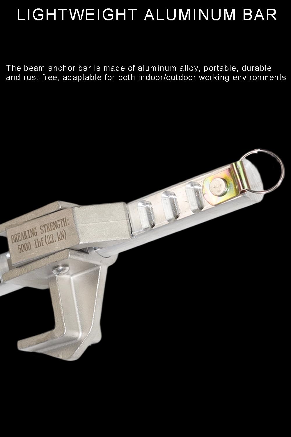 360-degree D-ring enables flexible positioning on beams.