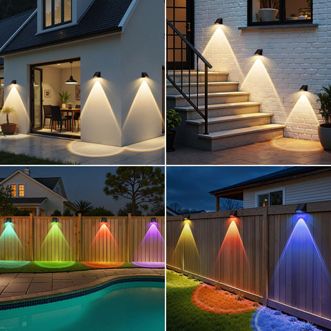 BUCASA solar fence lights 12-pack pack shot for outdoor decor