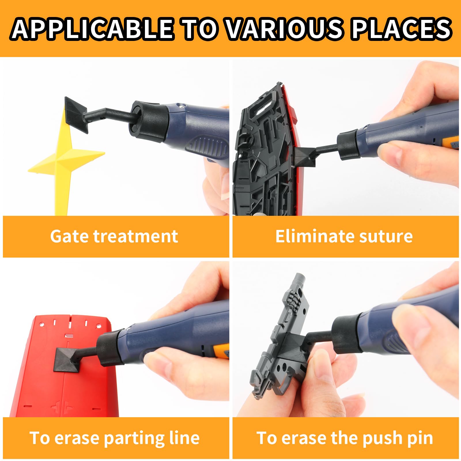 Bucasso cordless pen sander includes eight arbors for versatile tips.