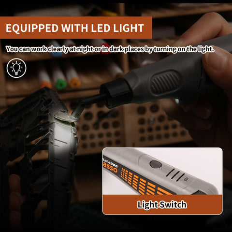 Bucasso Cordless Pen Sander ergonomic handle enables steady control during detail sanding.