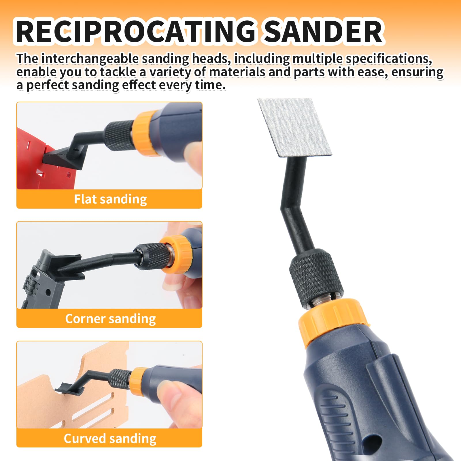 Compact, slender Bucasso sander design reduces fatigue during small projects.