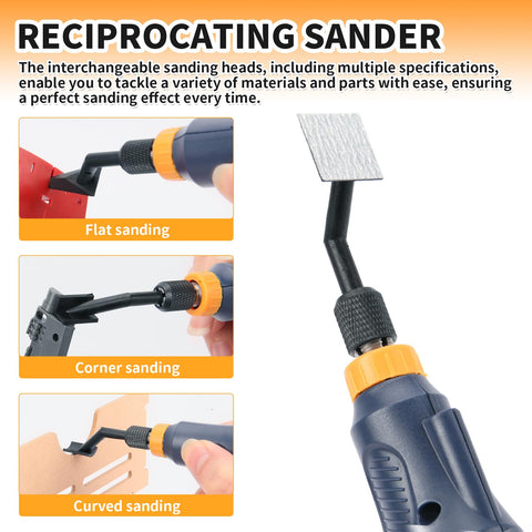 Compact, slender Bucasso sander design reduces fatigue during small projects.