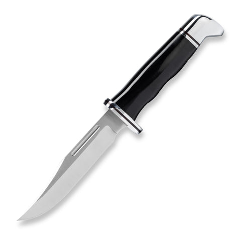 Buck Knives 117 Brahma blade closeup highlights sharp 420HC edge for field tasks