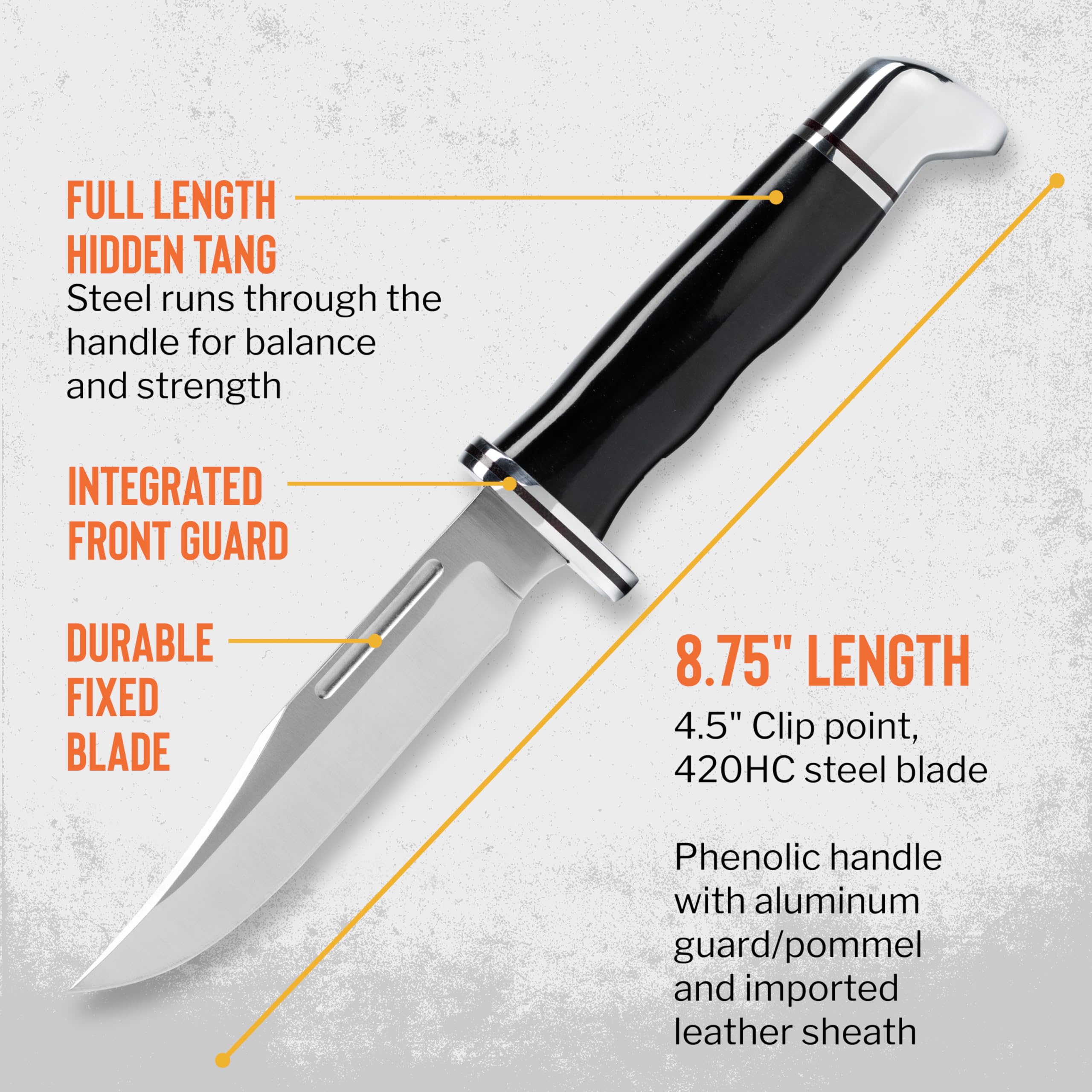 Buck Knives 117 Brahma genuine leather sheath with snap closure