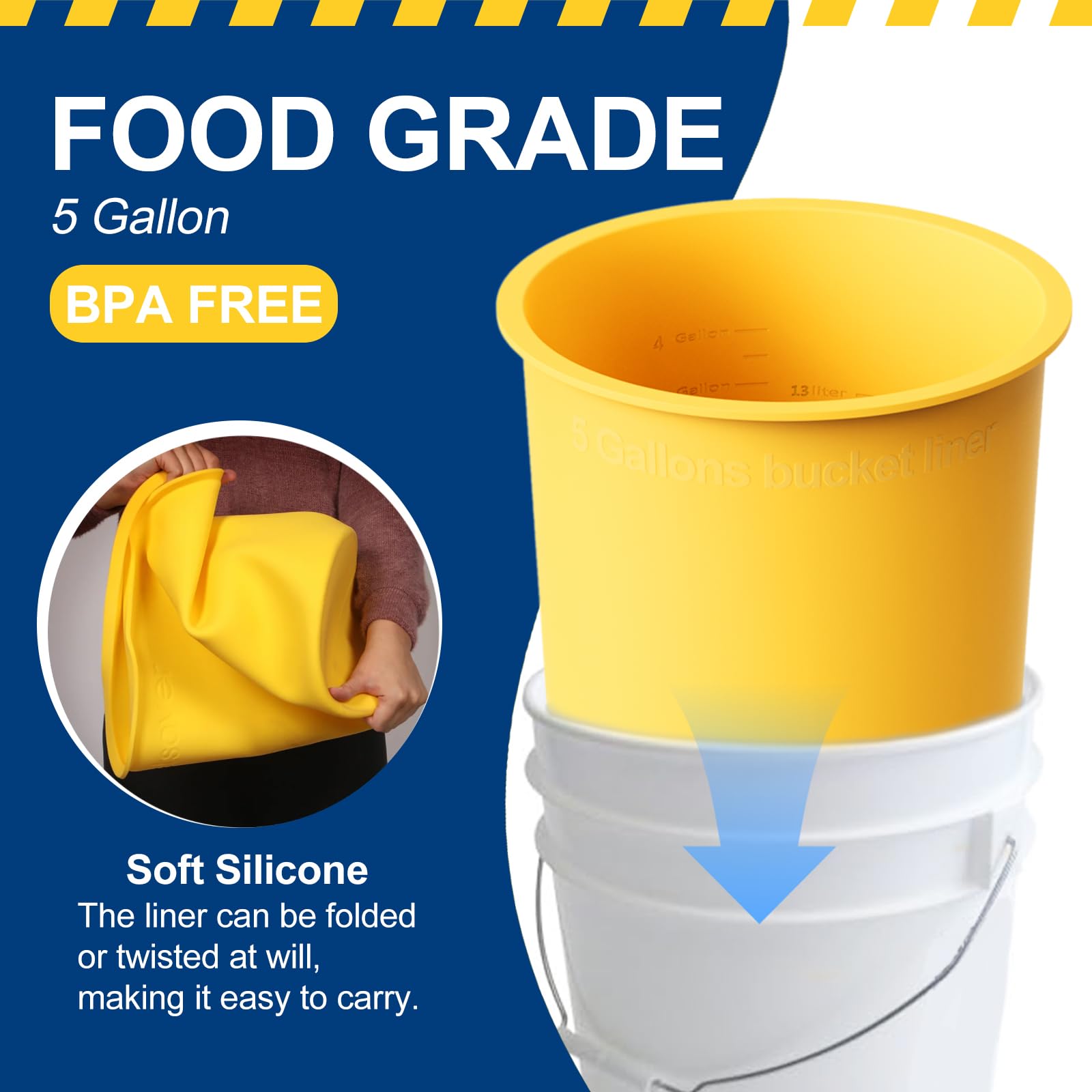 Durable BUCKET LINER 3mm silicone withstands heavy-duty industrial mixing.