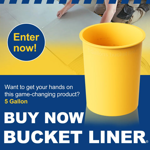 BUCKET LINER embedded measurements visible for precise portioning during mixing tasks.