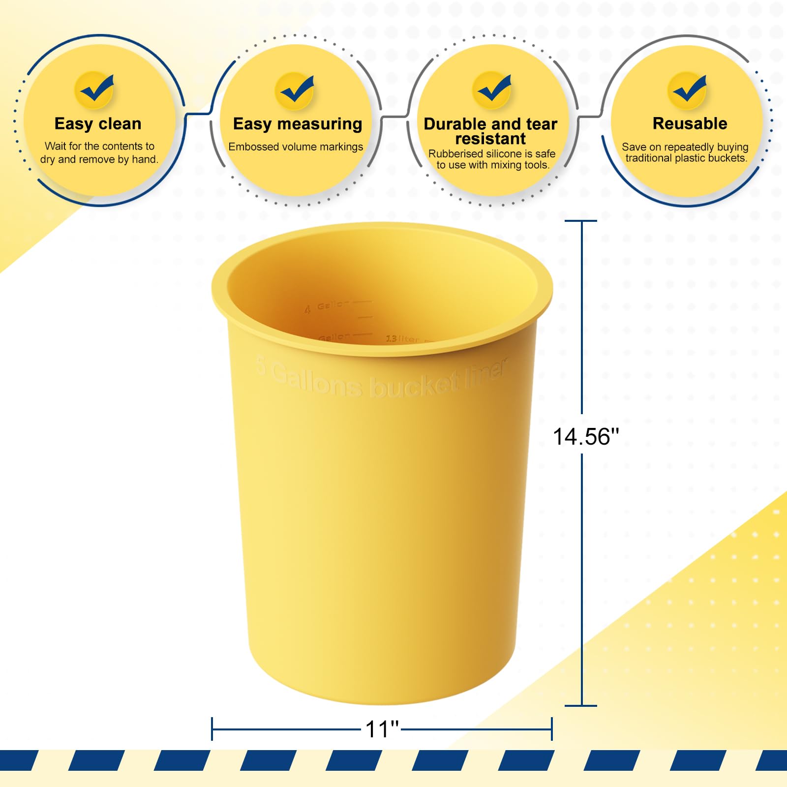 BUCKET LINER on a workbench keeps workspace tidy and minimizes spills.