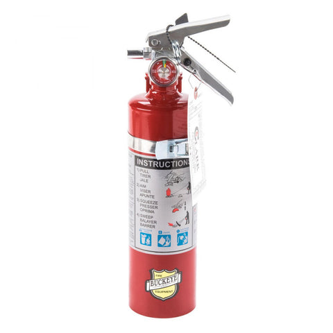 Buckeye 13315 extinguisher with aluminum valve ready for vehicle mounting and quick fire response