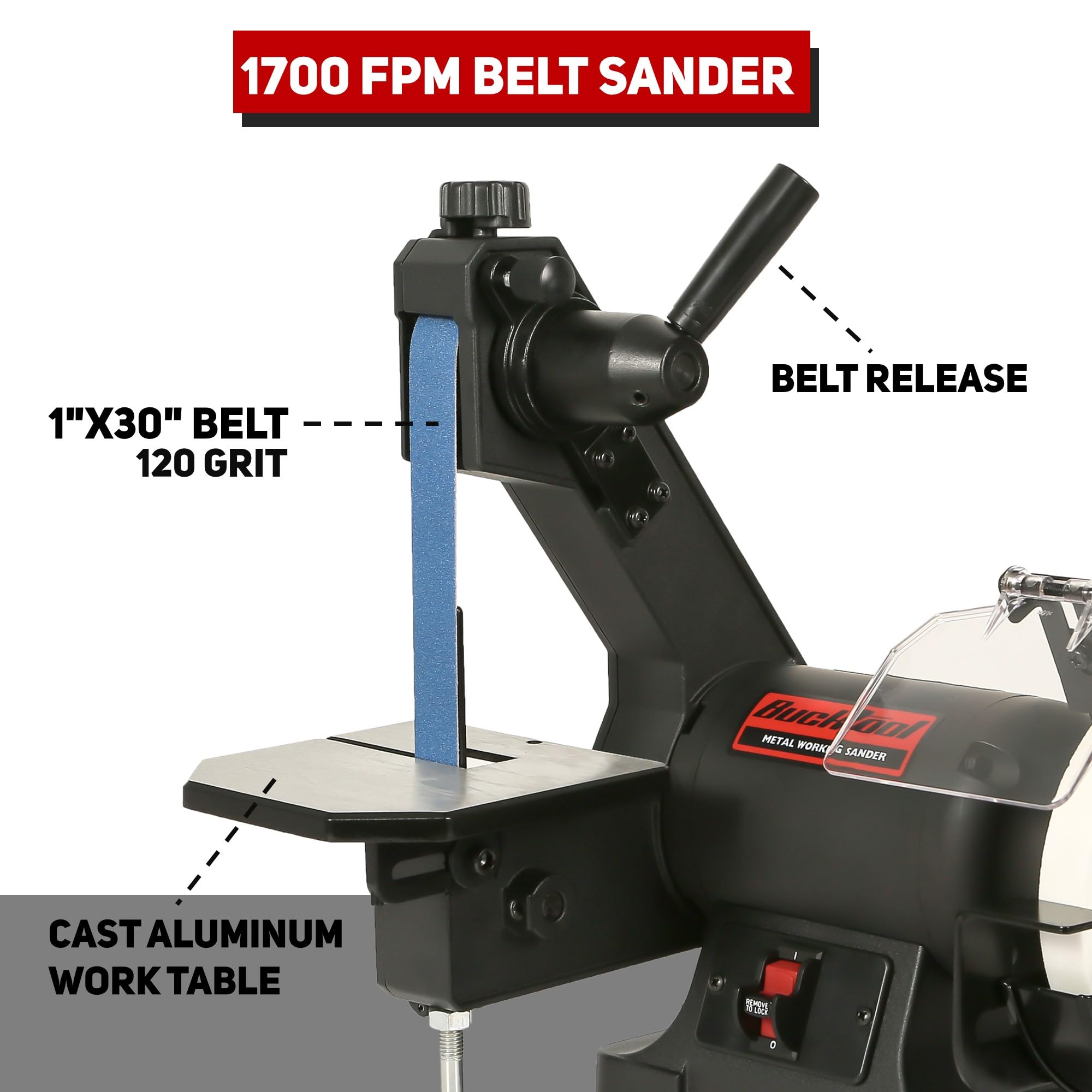 Bucktool 6 inch disc grinder assembly showing sturdy construction and versatility