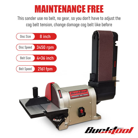 Bucktool 8-inch disc sander with 3/4 HP motor for smooth stock removal