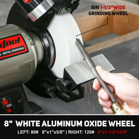 Bucktool grinder compatibility with CBN wheels for high-performance sharpening.