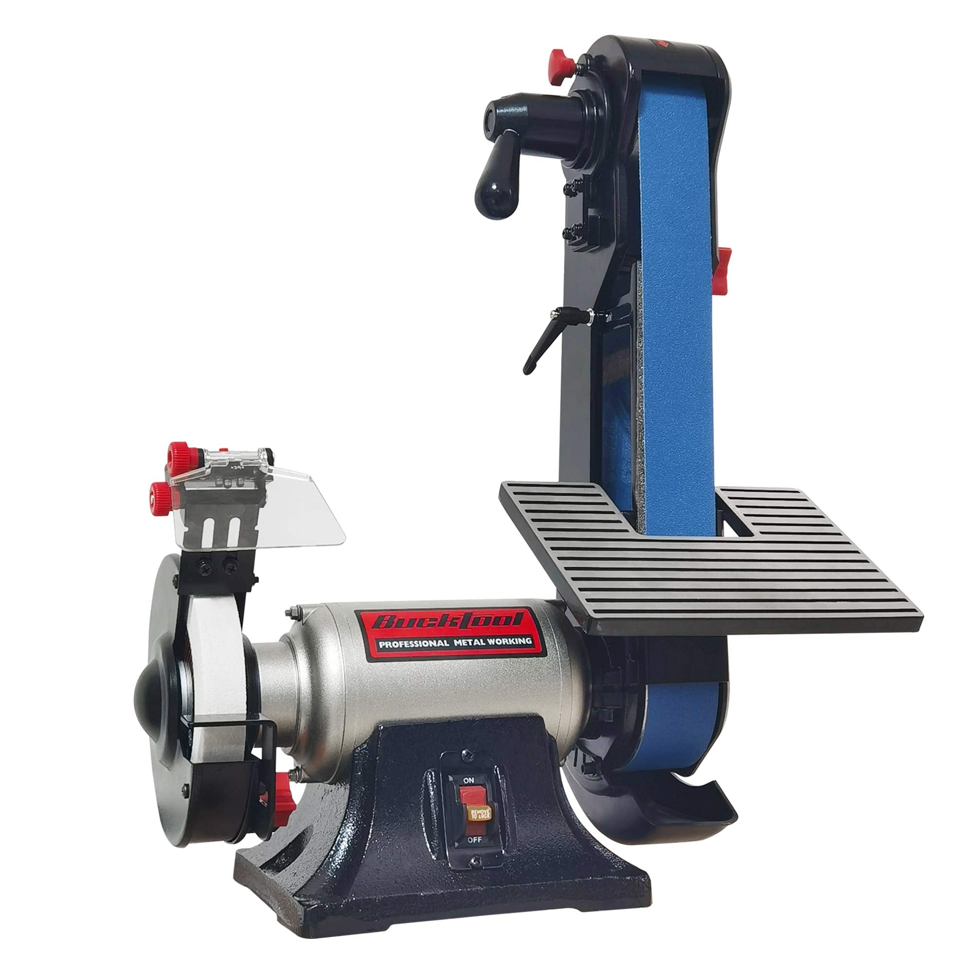 Bucktool Combo 2x42 belt sander side view for wood and metal projects